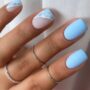 Backdate 2  Summer Aesthetic Nails Designs  : Baby Blue Abstract Nail Art