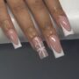 Niche Utama 1 White Glitter French Tip Christmas Nails, Holiday Nail Art