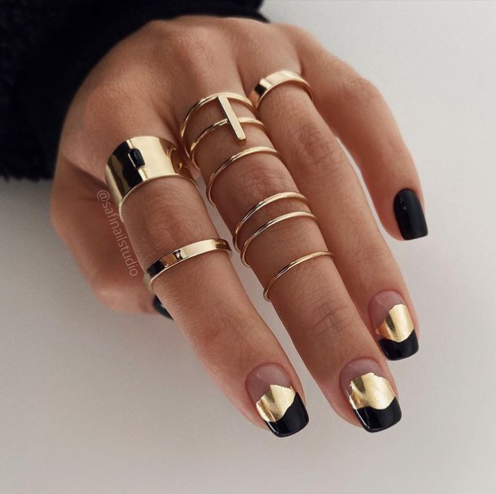 Black And Gold Nail Designs