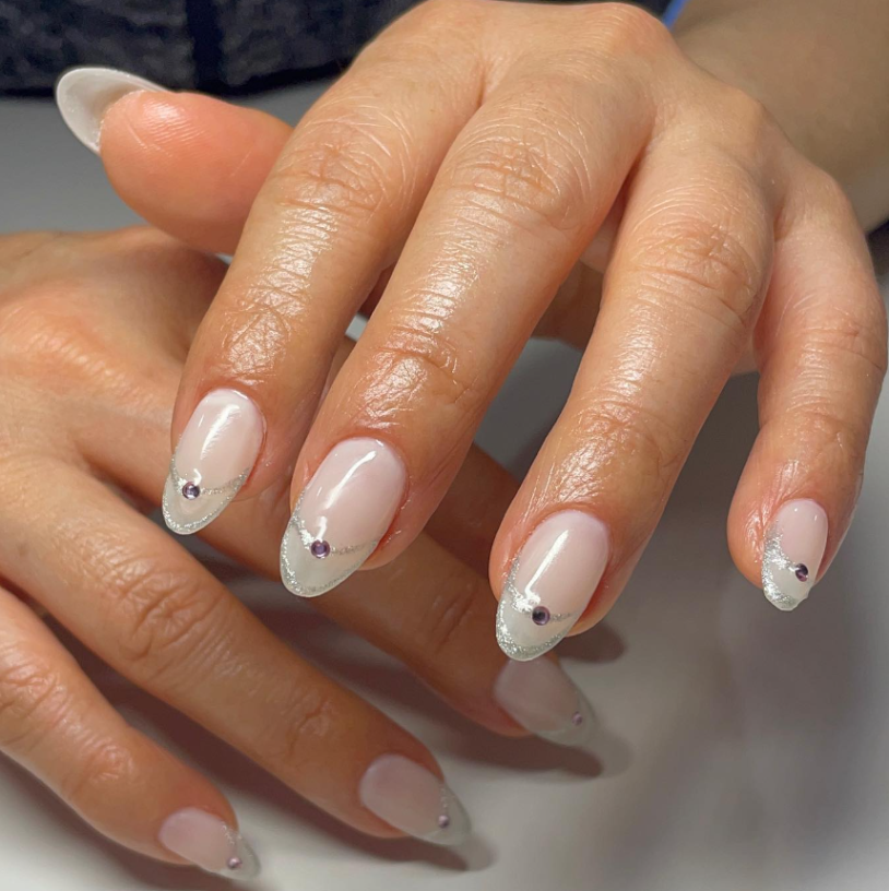 Milk White Nails With Design