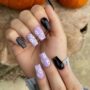 Niche Utama 2 Halloween Black And Purple Nails Design Ghost Nails Press On Nails