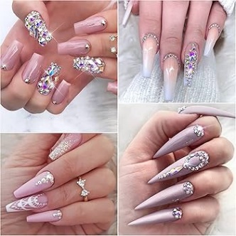 Niche Utama 2 Nail Jewels, Nail Art Rhinestones , Nail Gems,Face Jewels,Nails Diamond  Kits For Women Nail Crystals For Nails Rhinestone For Makeup Kit Nail Art  (AB