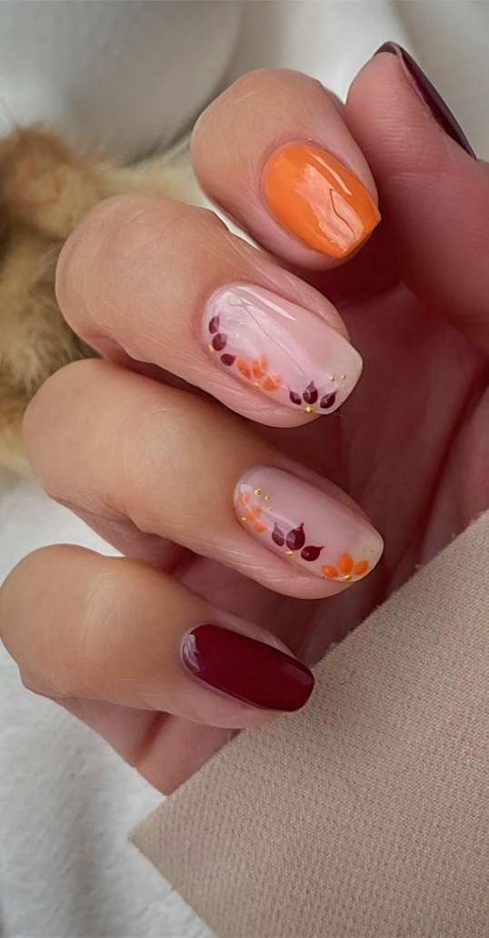 Niche Utama 2 Thanksgiving Nail Art Delights : Brown And Orange Nails