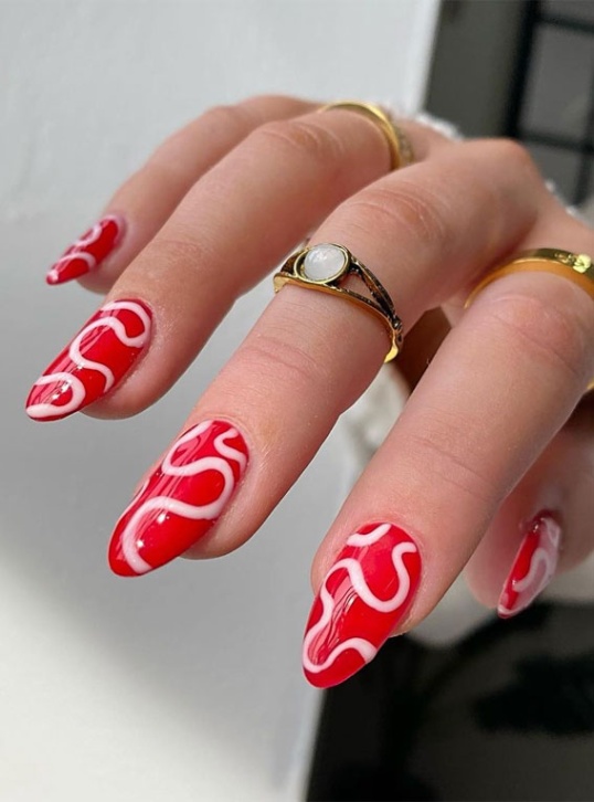 Niche Utama 2  Trendy Summer Nail Colours & Designs : Red Nails With White